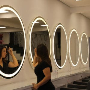 Espelho iluminado Led redondo para salão de beleza